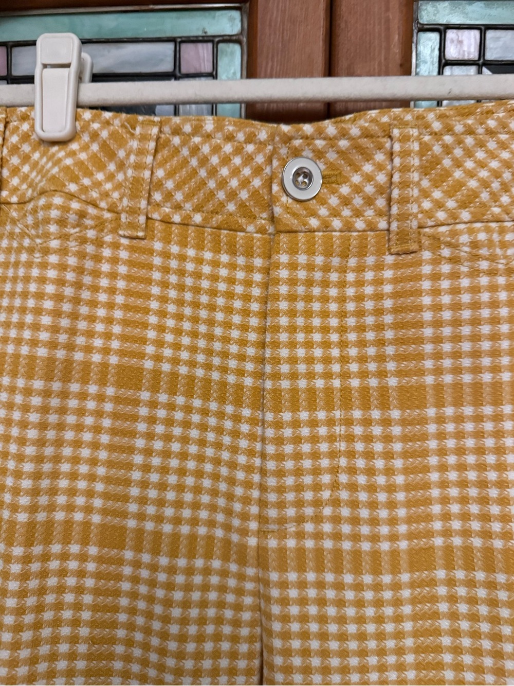 Anthropologie Maeve  yellow and white gingham plaid trousers .8 - Picture 6 of 15